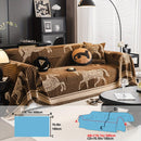 Luxurious Chenille Horse Design Sofa Cover Decor in Orange & Green