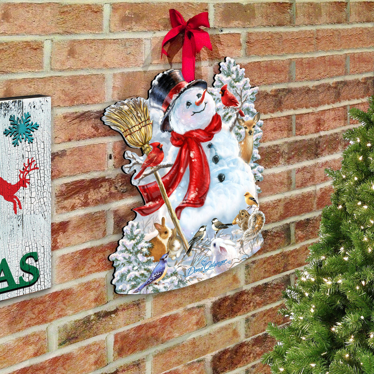 Vintage Snowman & Friends Porch Sign