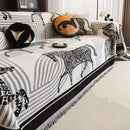 Luxurious Chenille Horse Design Sofa Cover Decor in Orange & Green