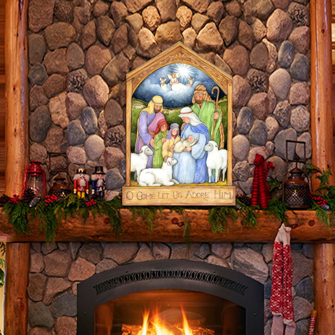 O Come Let Us Adore Him Nativity Door Hanger