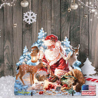 Old Saint Nick & Wildlife Friends Door Hanger Art