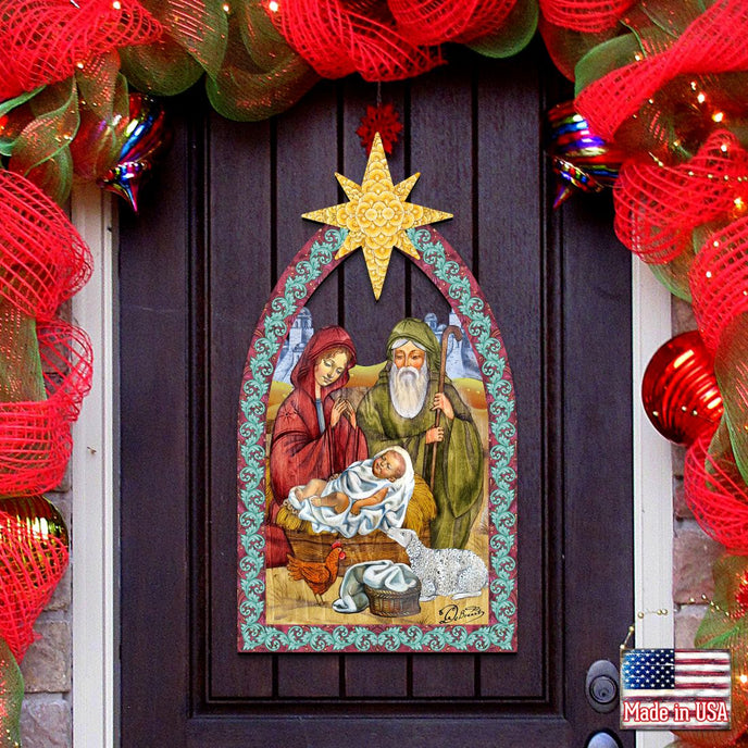 Illustrated Nativity Door Hanger
