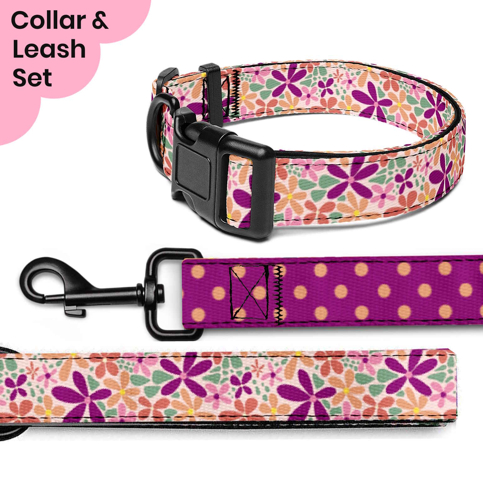 Flower Meadow Dog Collar & Leash