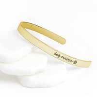 Dog Mama Cuff Bracelet Gold with Paw Print