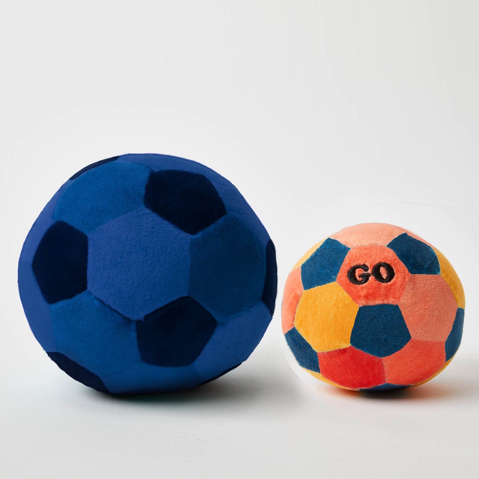 Soccer Ball Plush Dog Toy in Blue or Orange