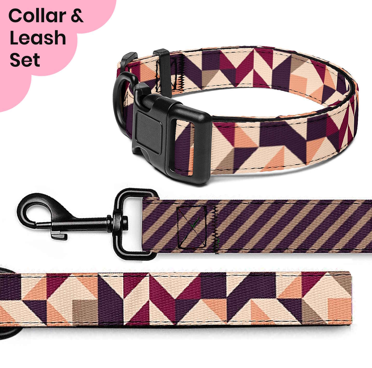 Warm Earth Neutrals Dog Collar & Leash
