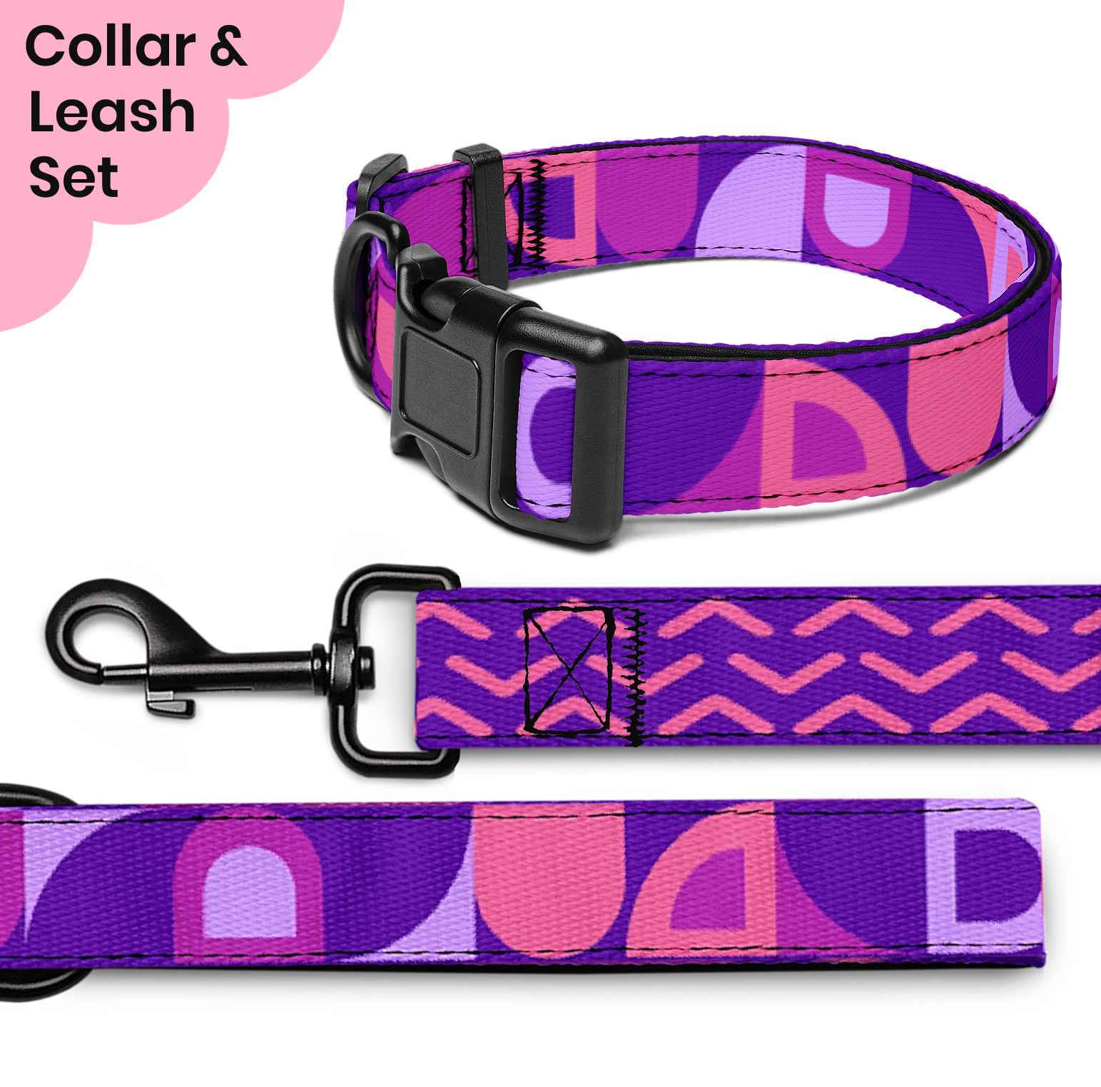 Modern Geometric Dog Collar & Leash