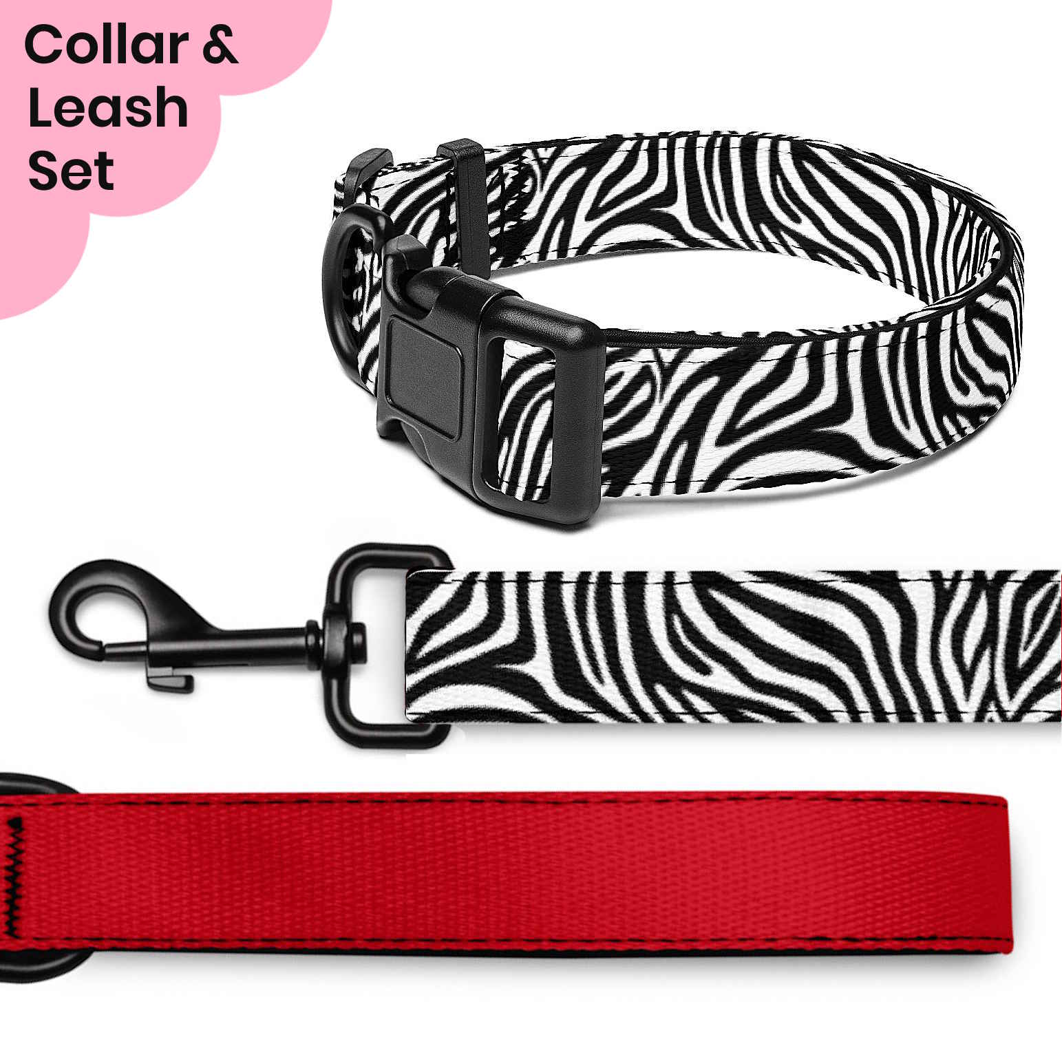 Zebra Dog Collar & Leash