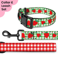 Strawberry Gingham Dog Collar & Leash