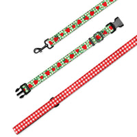 Strawberry Gingham Dog Collar & Leash