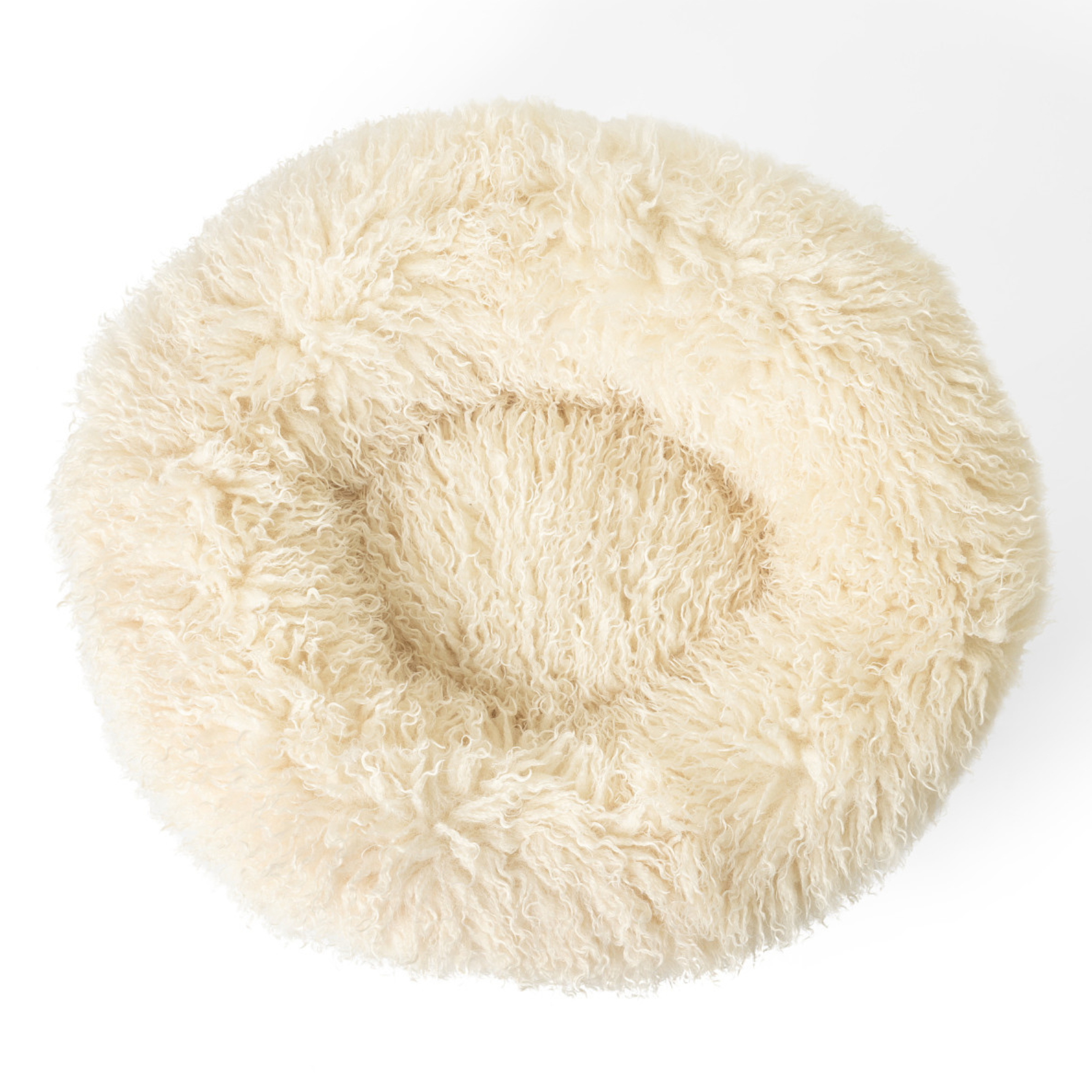 Luxurious Faux-Sheepskin Donut Pet Bed - Ivory