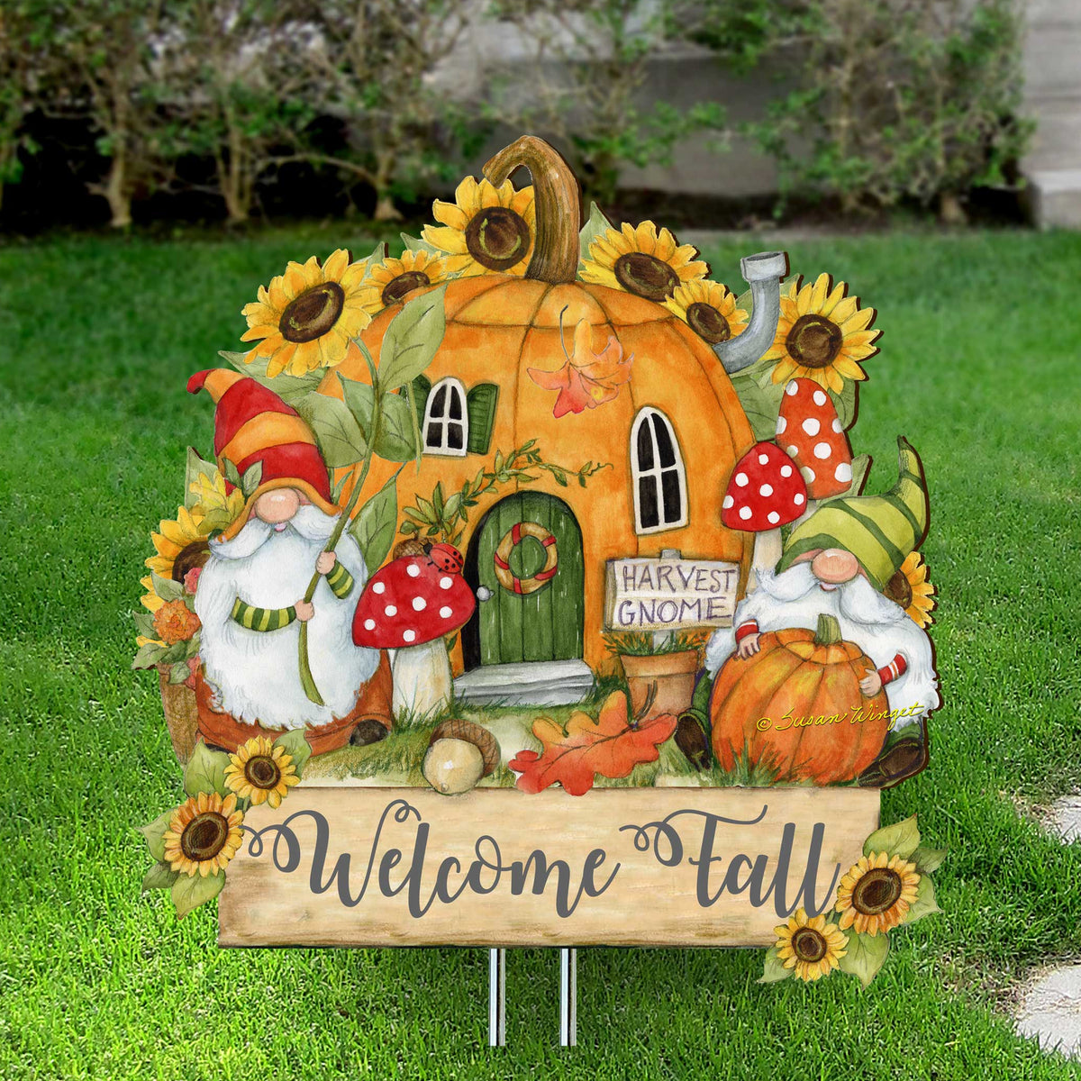 Gnome Hobbit House Fall Yard Sign