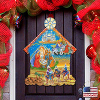 Classic Christmas Nativity Scene Door Hanger