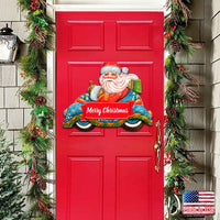 Merry Christmas Convertible Car Santa Door Decor