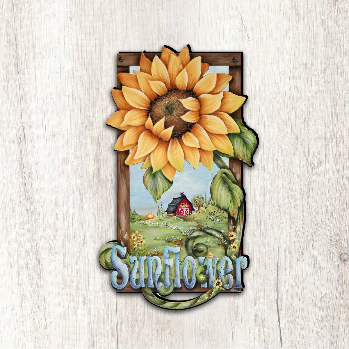 Sunflower Farms Fall Wood Door Sign