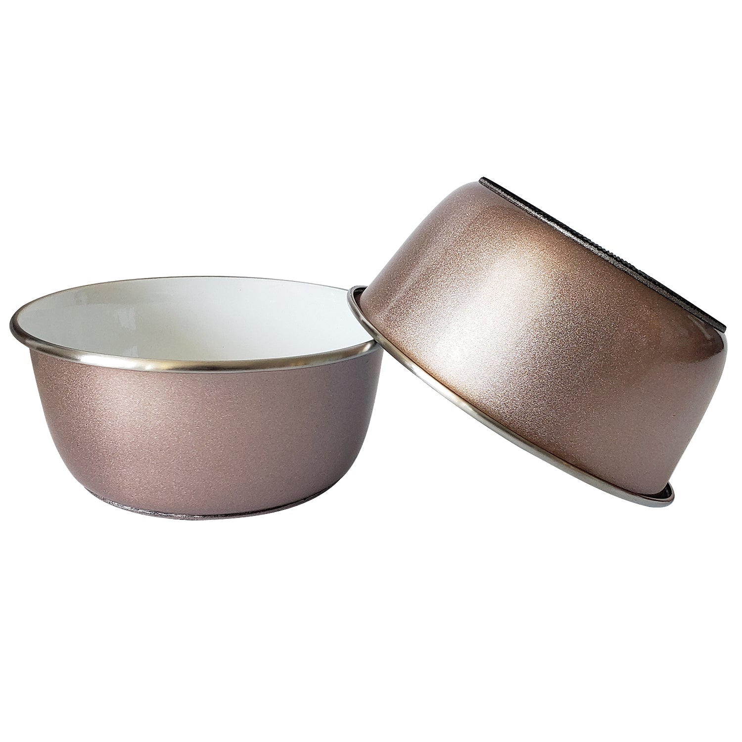 Deep Dog Bowl in Stainless Steel - Rose Gold & Paw Print