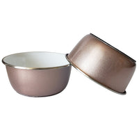 Deep Dog Bowl in Stainless Steel - Rose Gold & Paw Print