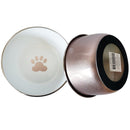 Deep Dog Bowl in Stainless Steel - Rose Gold & Paw Print