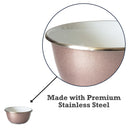 Deep Dog Bowl in Stainless Steel - Rose Gold & Paw Print
