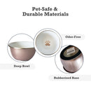 Deep Dog Bowl in Stainless Steel - Rose Gold & Paw Print
