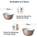 Deep Dog Bowl in Stainless Steel - Rose Gold & Paw Print