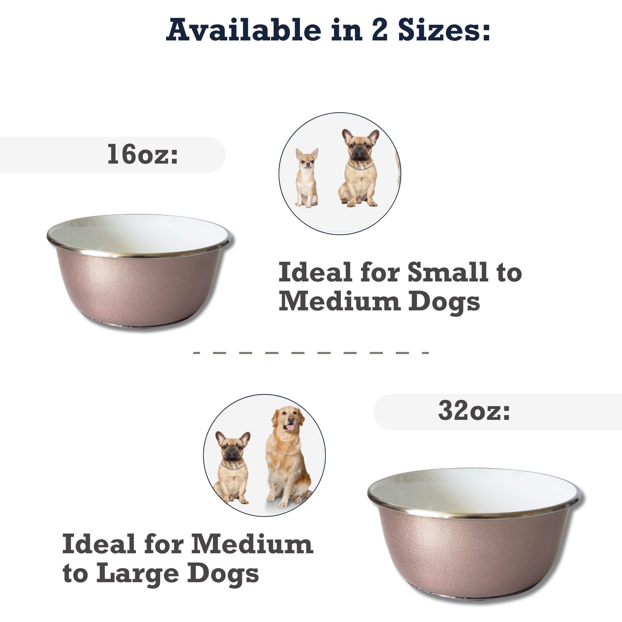 Deep Dog Bowl in Stainless Steel - Rose Gold & Paw Print