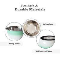 Deep Dog Bowl in Stainless Steel - Mint Green
