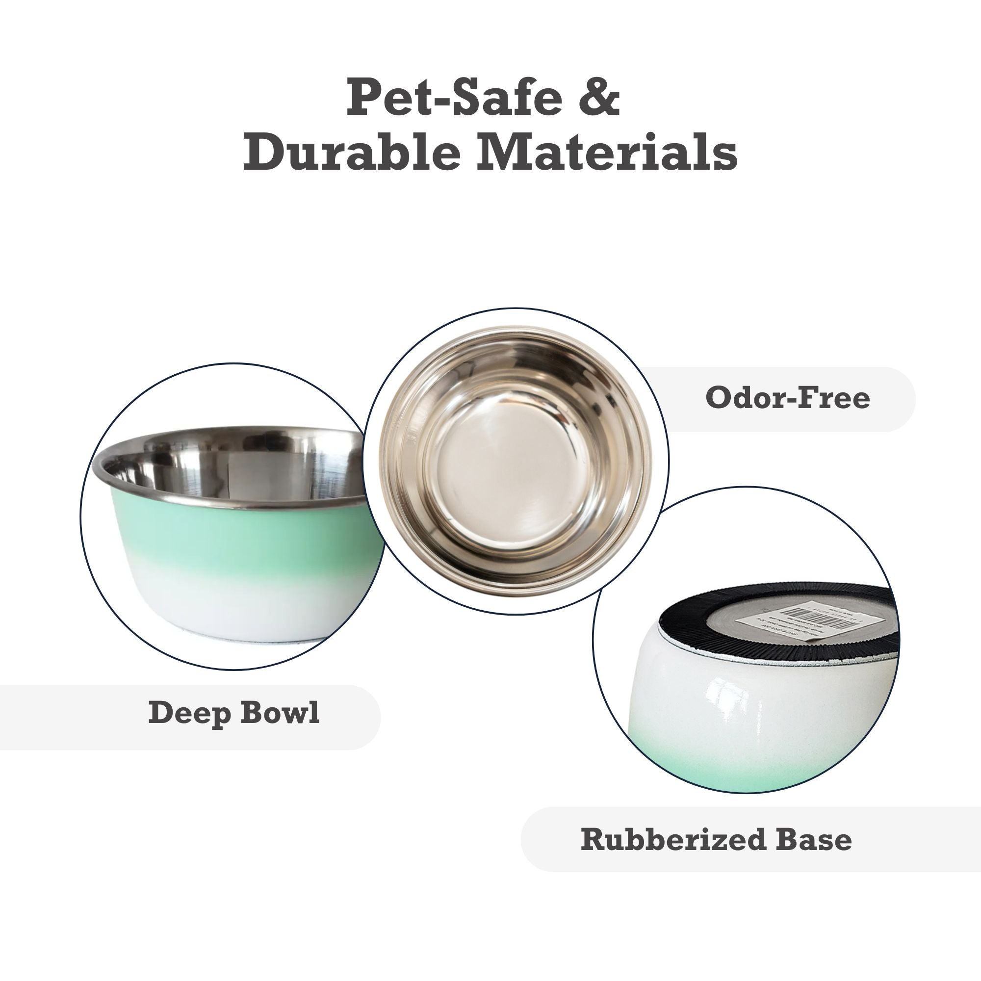 Deep Dog Bowl in Stainless Steel - Mint Green