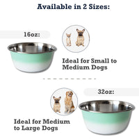 Deep Dog Bowl in Stainless Steel - Mint Green