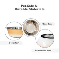 Deep Dog Bowl in Stainless Steel - Peach Coral