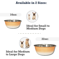 Deep Dog Bowl in Stainless Steel - Peach Coral