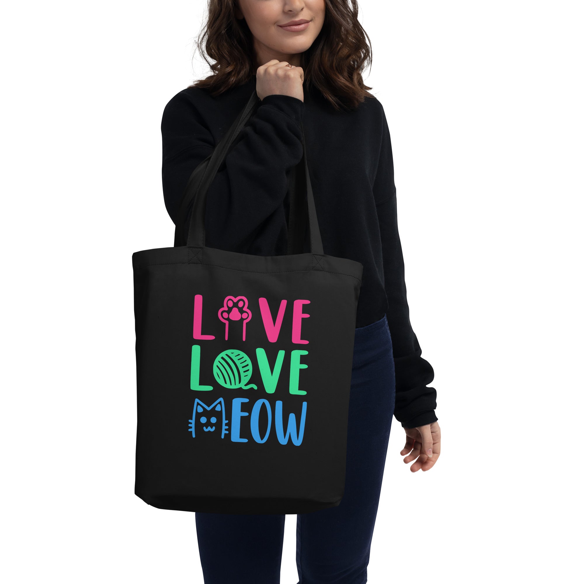 Live, Love, Meow Cat Eco-friendly Tote Bag