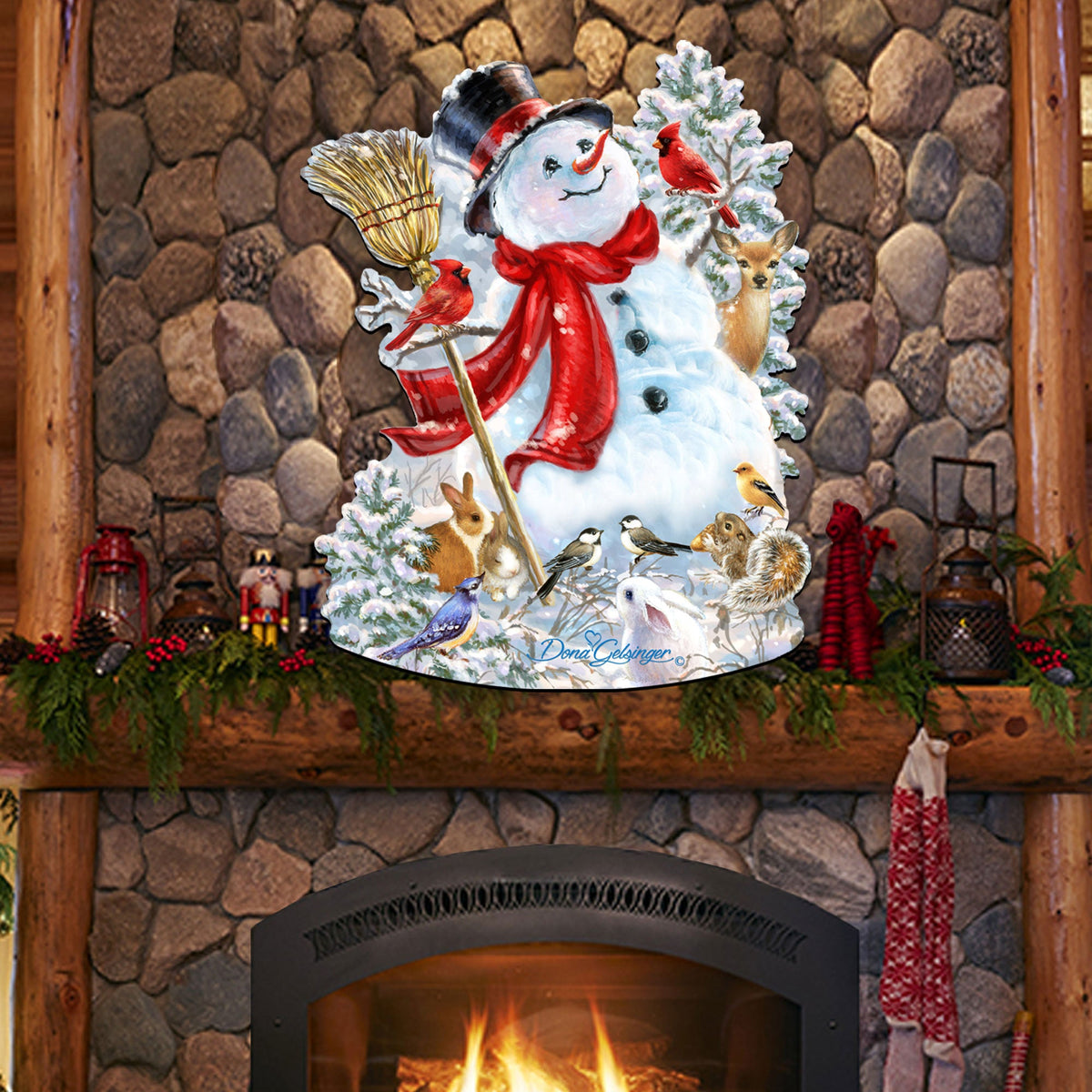 Vintage Snowman & Friends Porch Sign
