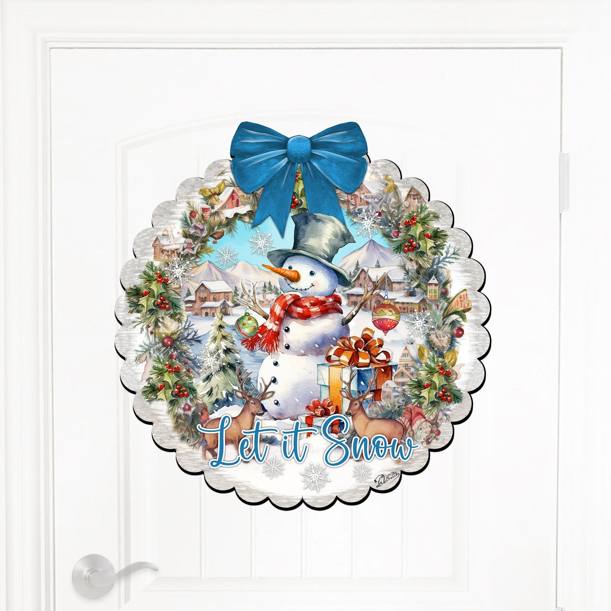 Let It Snow Wood Door Art