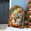 Church Stained Glass Style Nativity Outdoor Art