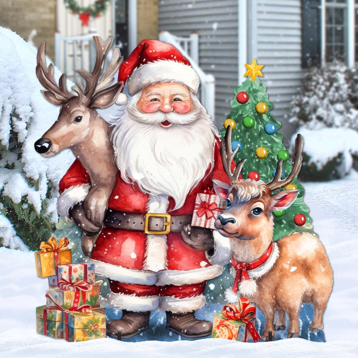Santa & Reindeer Outdoor Decor