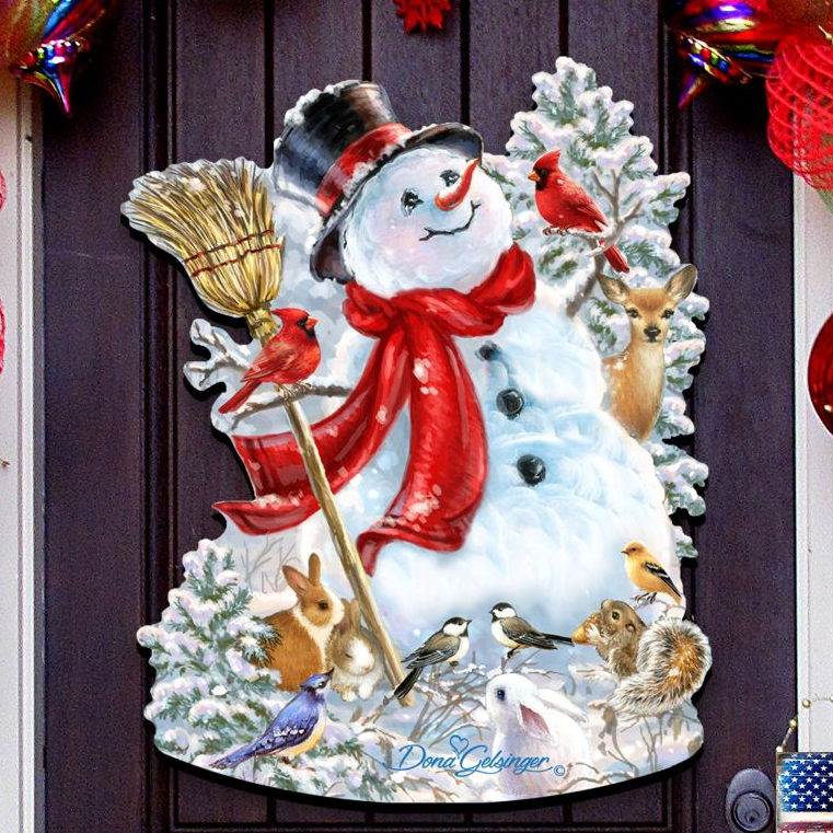 Vintage Snowman & Friends Porch Sign
