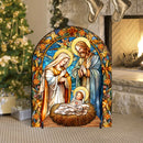 Church Stained Glass Style Nativity Outdoor Art
