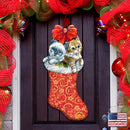 Christmas Morning Kitten Surprise Door Hanger