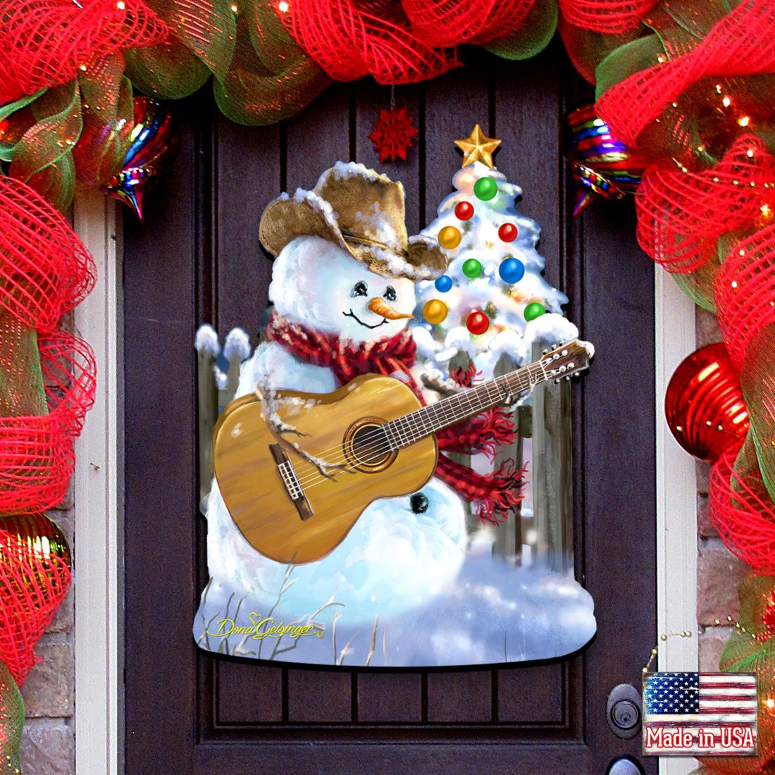 Cowboy Snowman Christmas Door Hanger