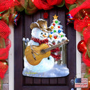 Cowboy Snowman Christmas Door Hanger: Guitar-Western Christmas Decor