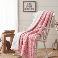 Pink Rose Buds Soft Plush Sherpa Blanket