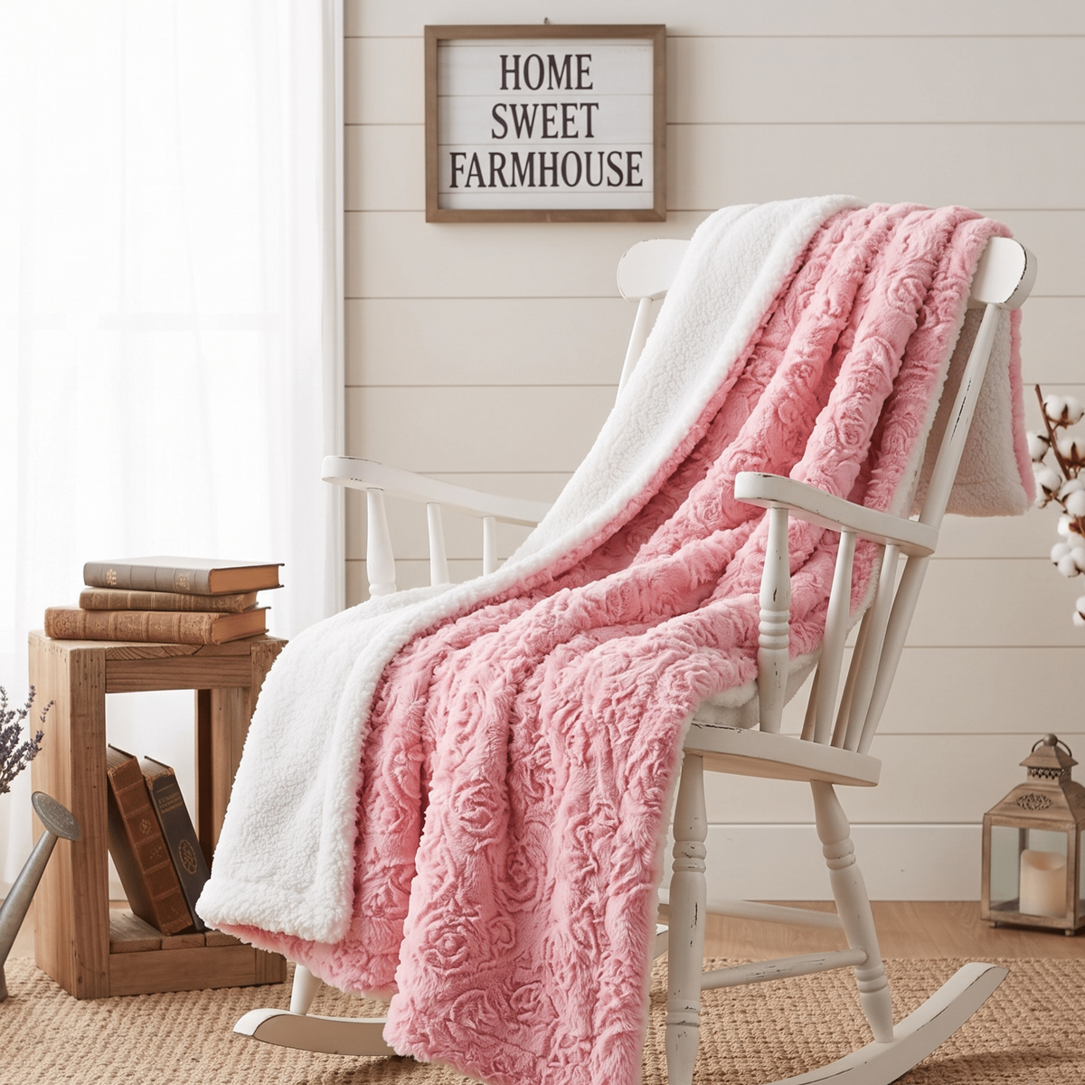 Pink Rose Buds Soft Plush Sherpa Blanket