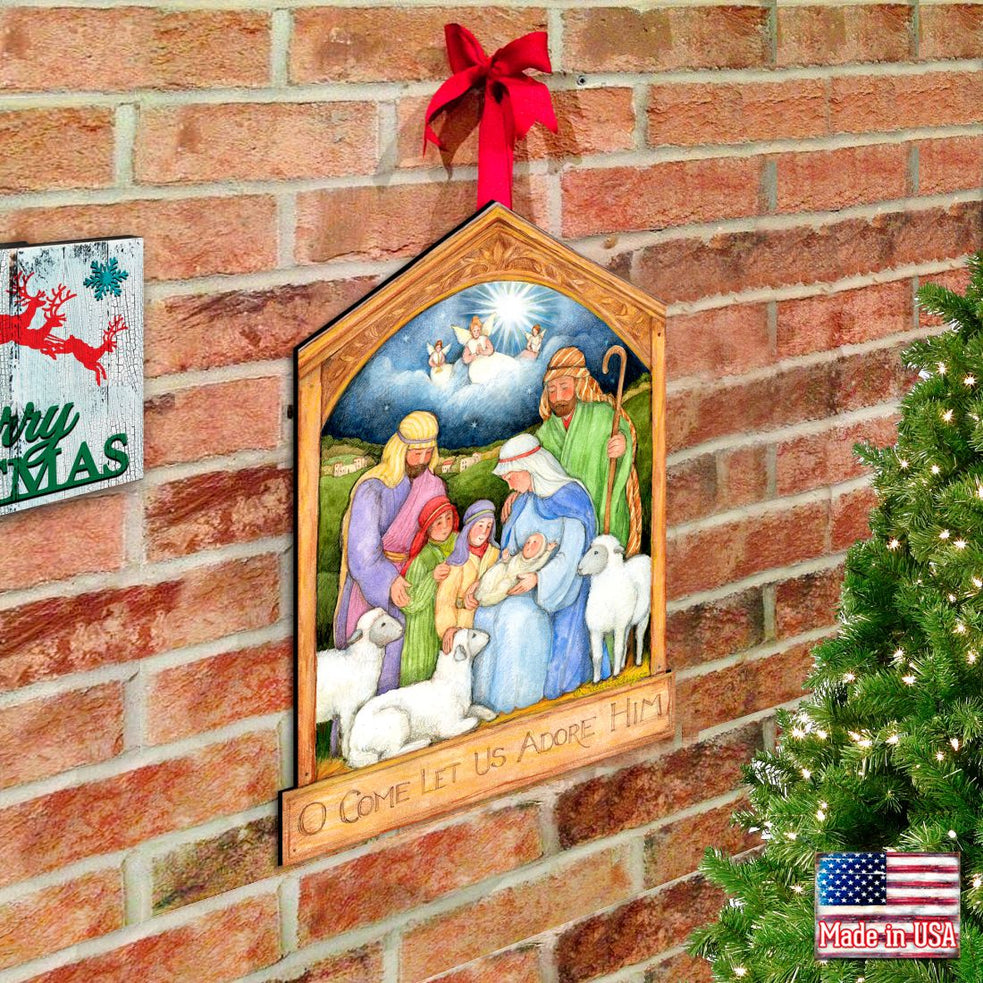 O Come Let Us Adore Him Nativity Door Hanger