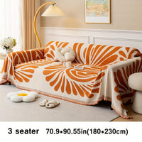 Versatile Chenille Sofa Cover - Pet-Friendly, Orange Dog Couch Cover