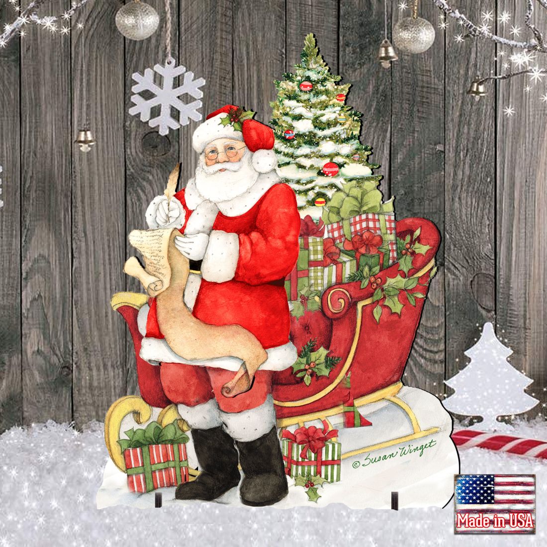 Santa & His Christmas List Outdoor Yard Sign