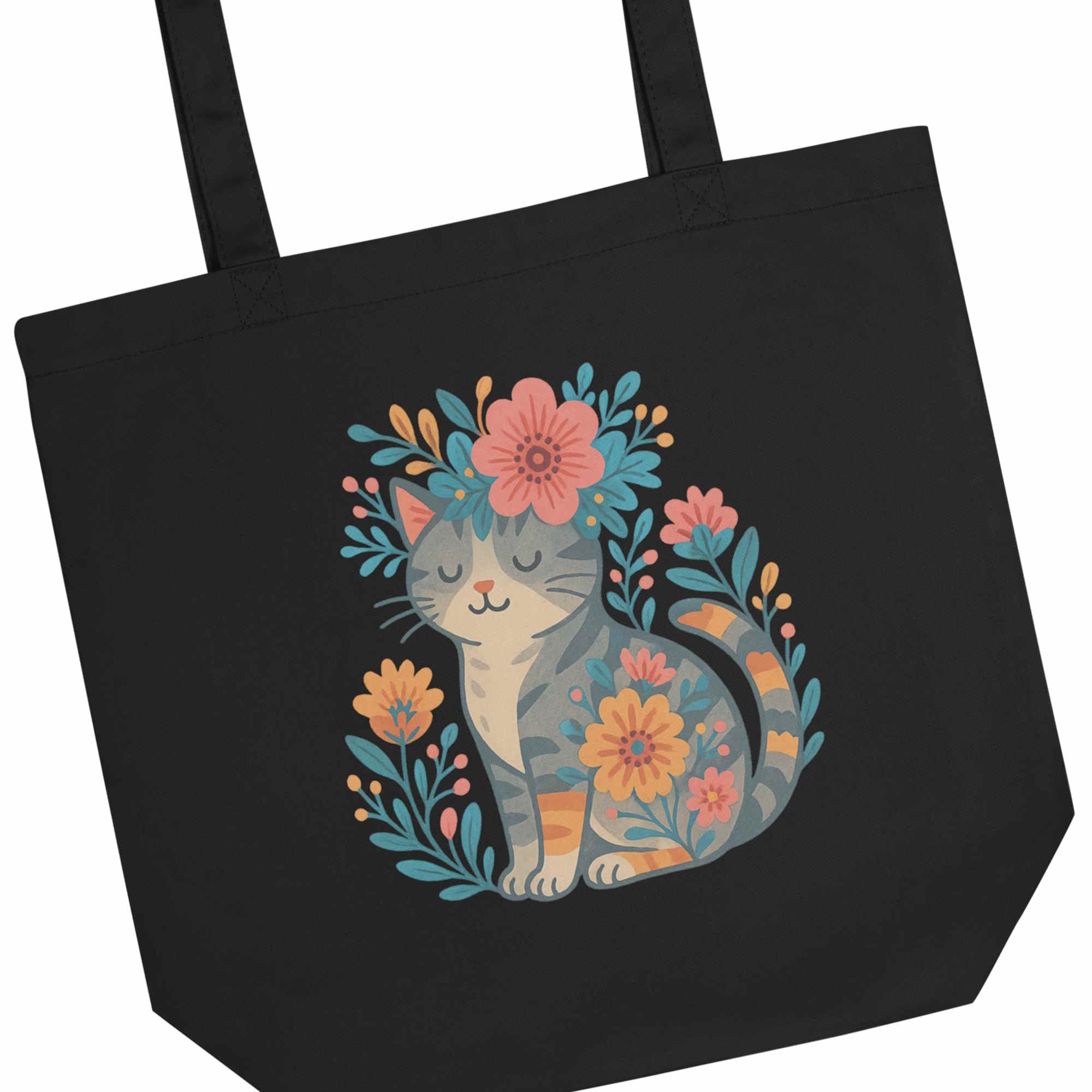 Kitty & Flowers Eco-friendly Tote Bag