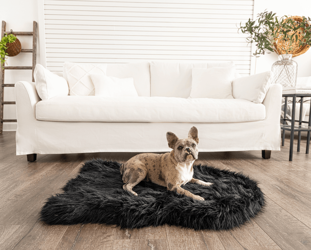 PupRug by Paw.com®  Faux Fur Orthopedic Dog Bed: Curve Midnight Black