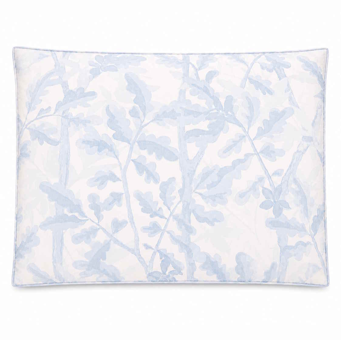A rectangular cat and dog bed featuring a light blue botanical leaf pattern on a white background, shown against a plain white studio backdrop.