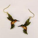 Green and White Hummingbirds Earrings